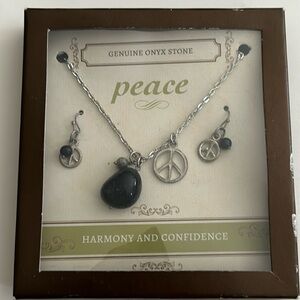 Genuine Black Onyx stone earrings set and necklace